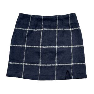 Pink Lily Womens XS Navy Blue White Plaid Grid Pattern 100% Polyester Mini Skirt